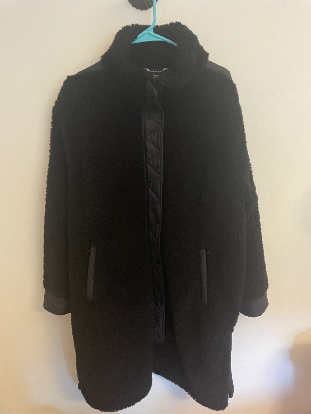 Athleta long Black Sherpa Faux-Fur Coat - Women size XL Tall